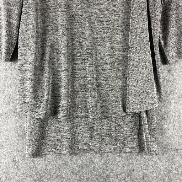 Joseph Ribkoff Tunic Top Womens 12 Gray Slinky Layered V Neck Stretchy Jersey - Picture 13 of 15